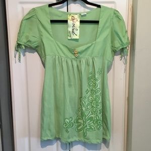 Spoiled Green Baby Doll Top Size Large
